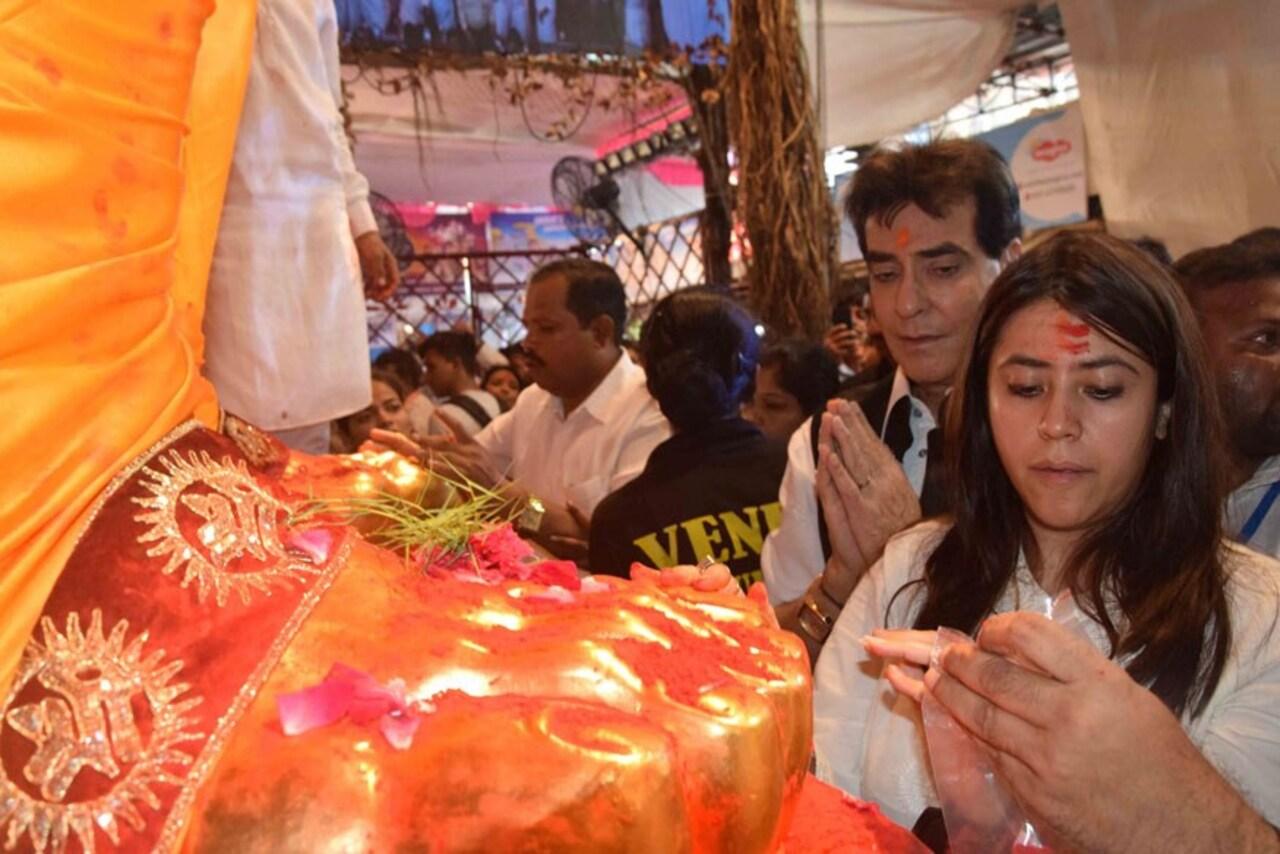 Jeetendra and Ekta Kapoor are Ganesh devotees who visit Lalbaugcha Raja in Mumbai every year. They also host Ganpati at home annually